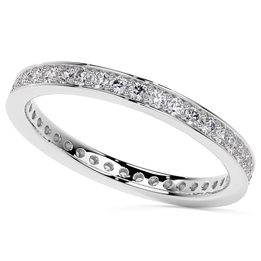 Round Brilliant Channel Bead Setting Moissanite Eternity Ring 0.5ct - 0.6ct