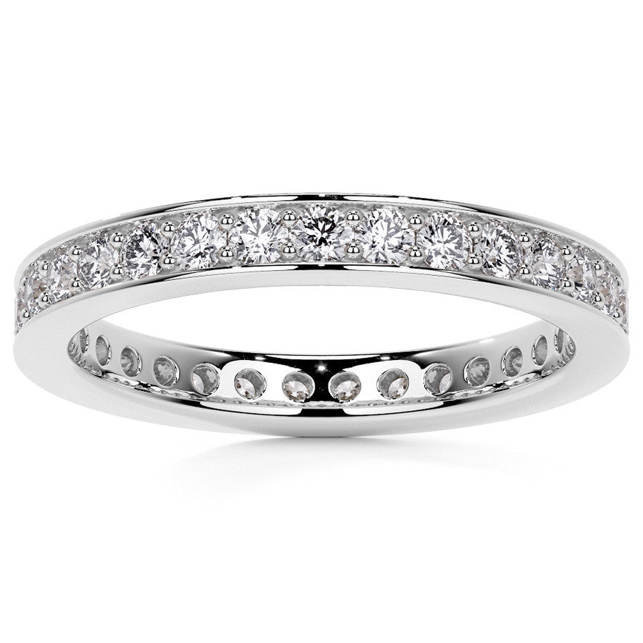 Round Brilliant Channel Bead Setting Moissanite Eternity Ring 0.7ct - 0.9ct