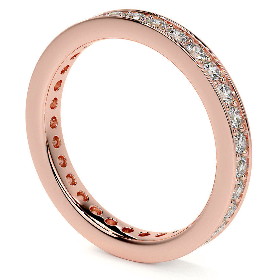 Round Brilliant Channel Bead Setting Moissanite Eternity Ring 0.7ct - 0.9ct