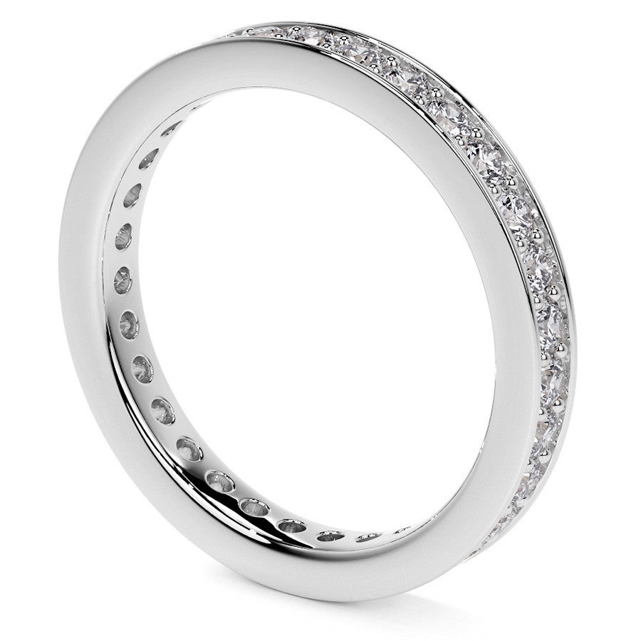 Round Brilliant Channel Bead Setting Moissanite Eternity Ring 0.7ct - 0.9ct