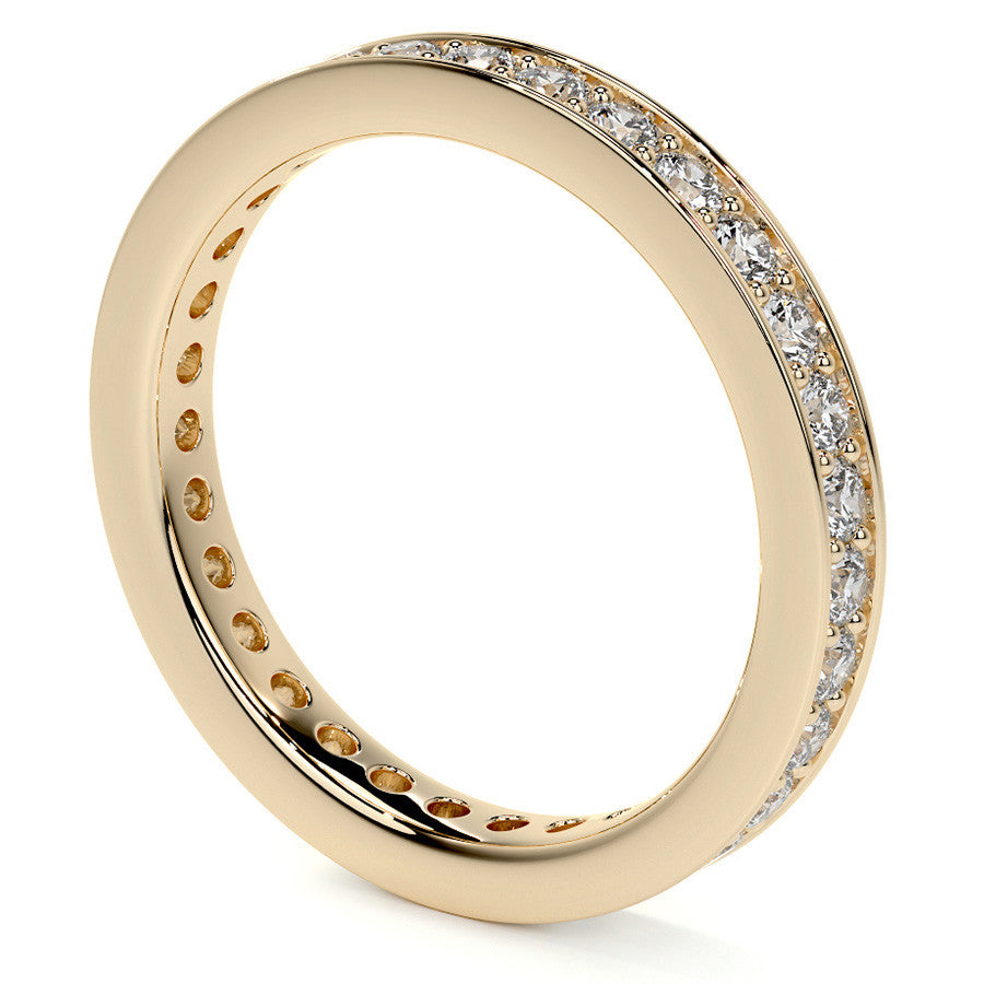 Round Brilliant Channel Bead Setting Moissanite Eternity Ring 0.7ct - 0.9ct