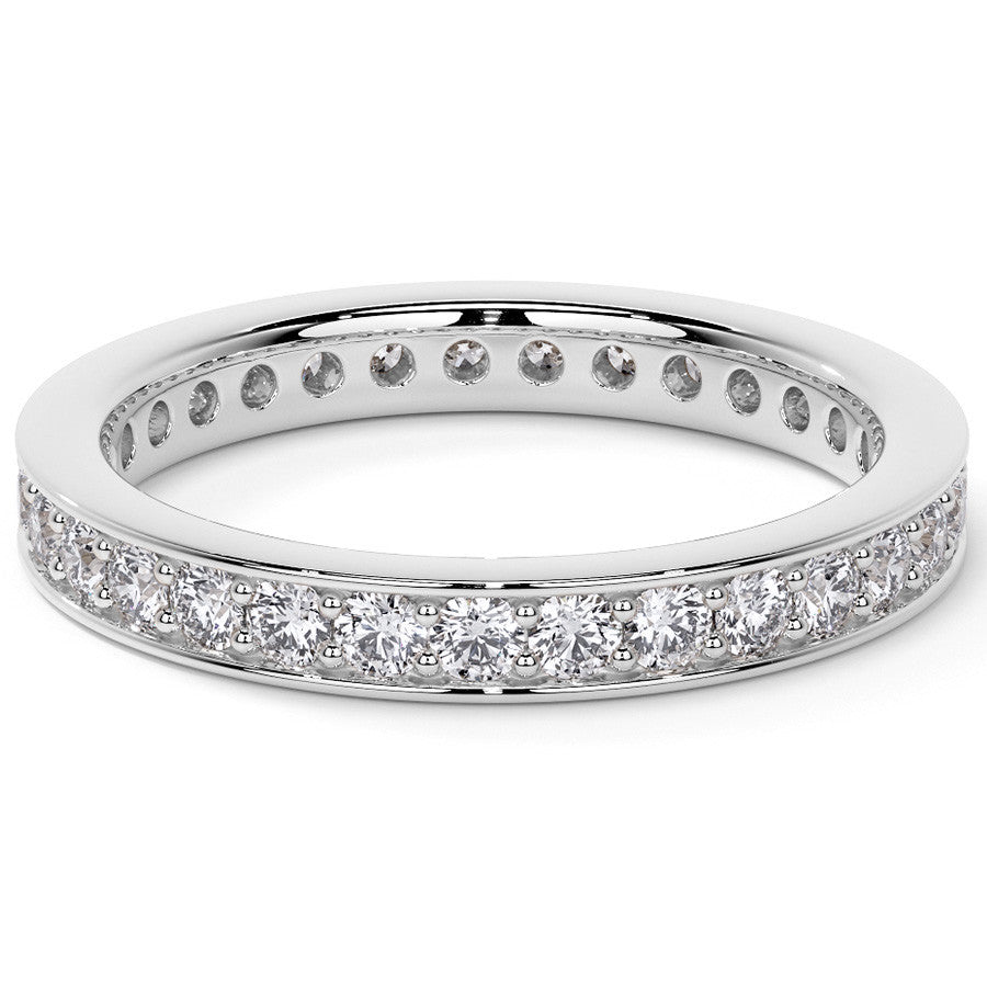 Round Brilliant Channel Bead Setting Moissanite Eternity Ring 0.7ct - 0.9ct