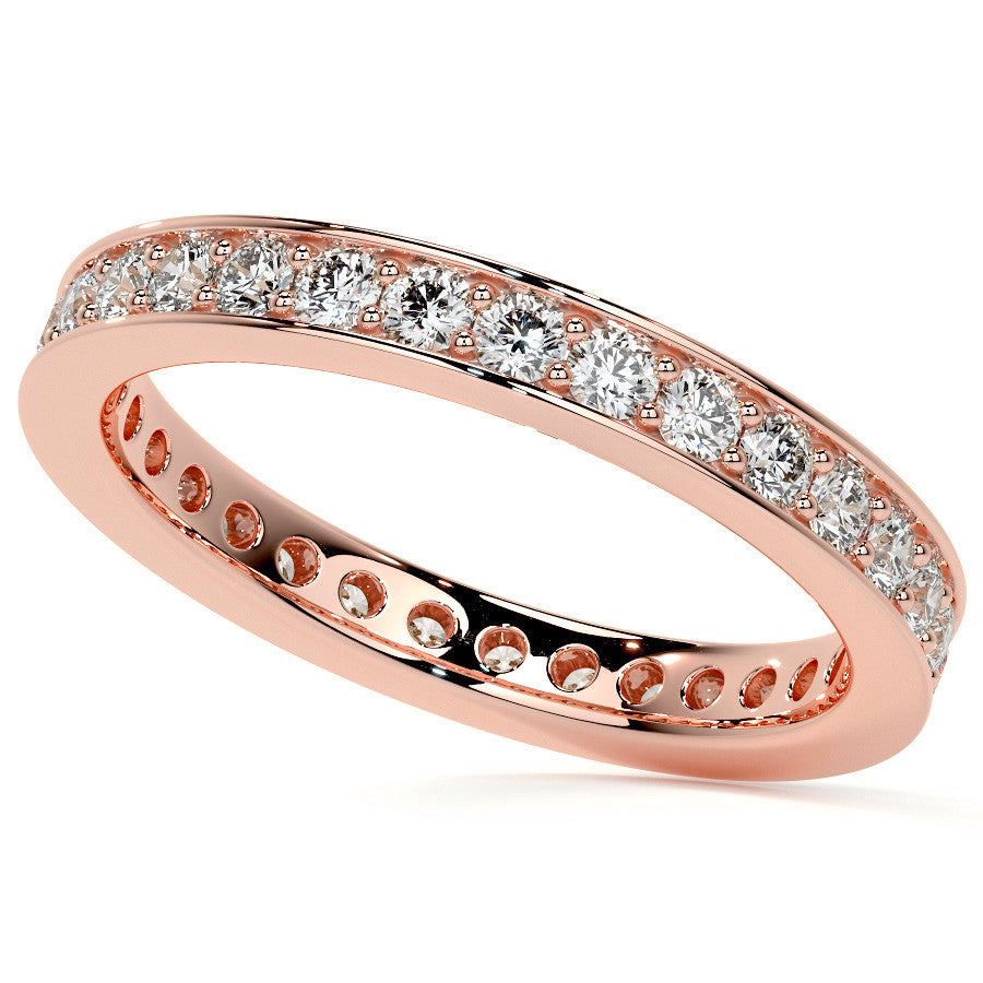 Round Brilliant Channel Bead Setting Moissanite Eternity Ring 0.7ct - 0.9ct