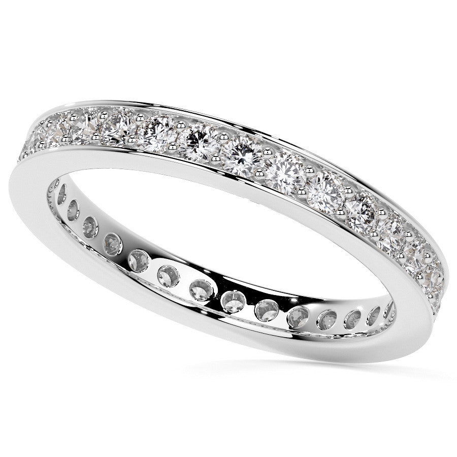 Round Brilliant Channel Bead Setting Moissanite Eternity Ring 0.7ct - 0.9ct