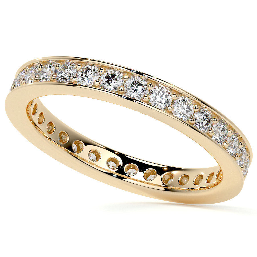 Round Brilliant Channel Bead Setting Moissanite Eternity Ring 0.7ct - 0.9ct