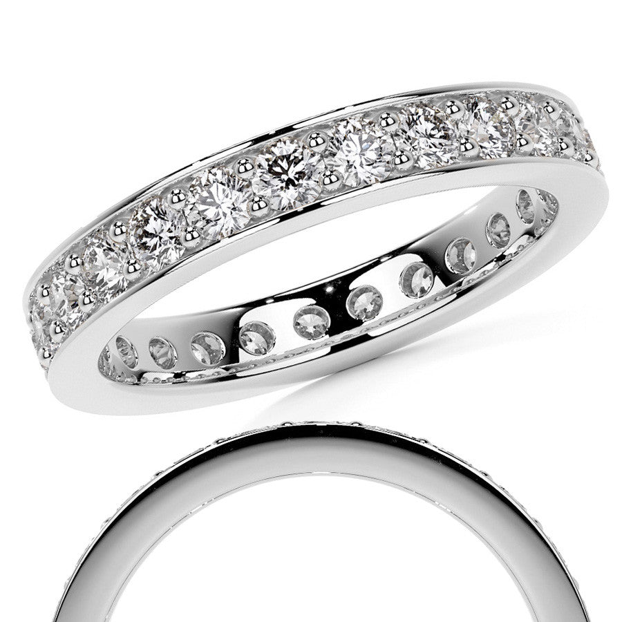 Round Brilliant Channel Bead Setting Moissanite Eternity Ring 1.2ct - 1.4ct