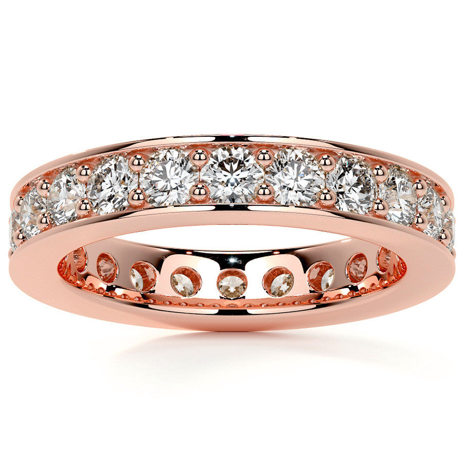 Round Brilliant Channel Bead Setting Moissanite Eternity Ring 1.8ct - 2.1ct