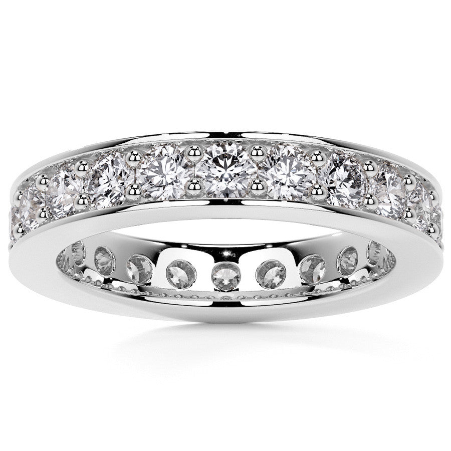 Round Brilliant Channel Bead Setting Moissanite Eternity Ring 1.8ct - 2.1ct