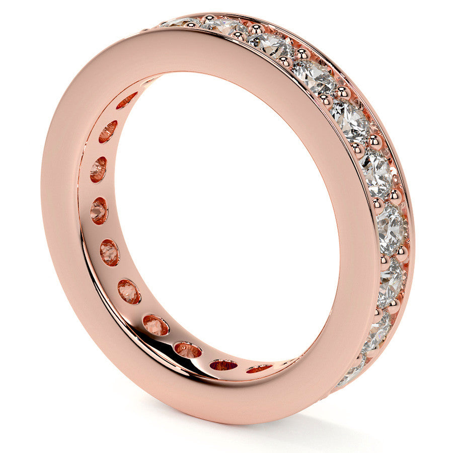 Round Brilliant Channel Bead Setting Moissanite Eternity Ring 1.8ct - 2.1ct
