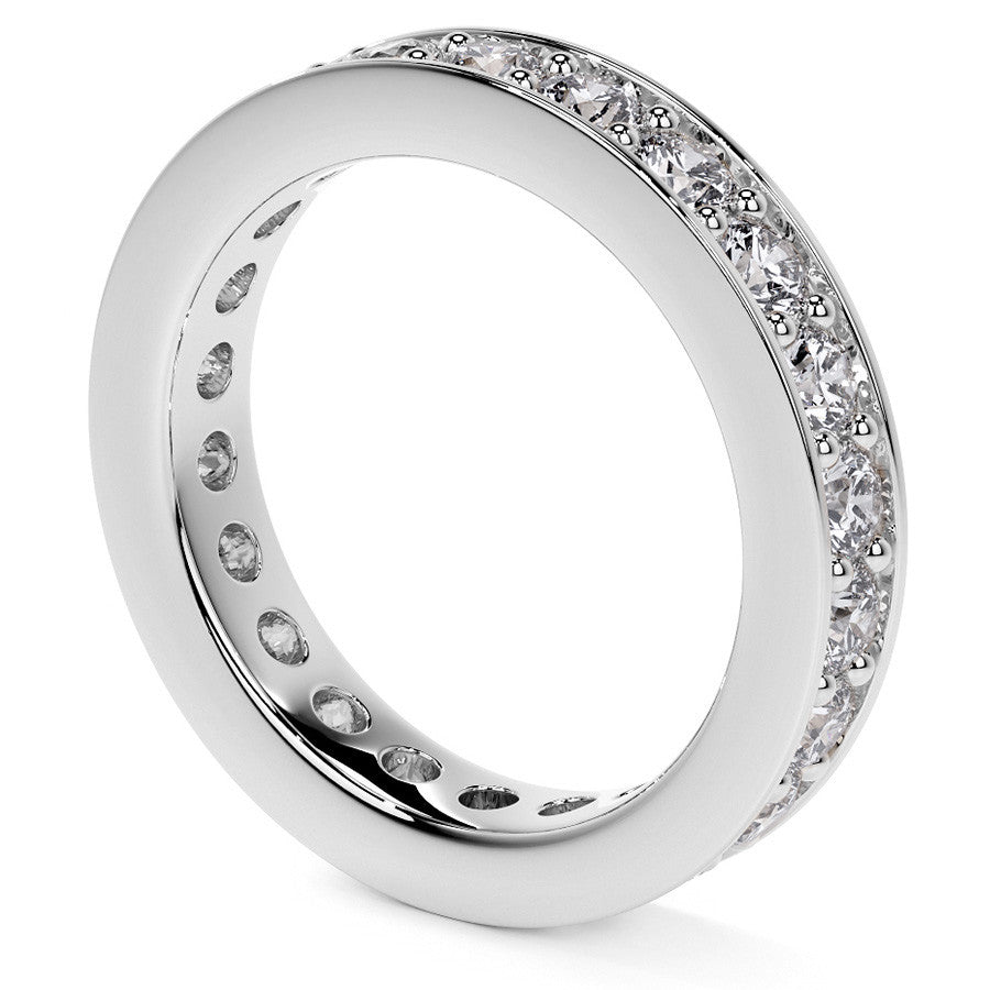 Round Brilliant Channel Bead Setting Moissanite Eternity Ring 1.8ct - 2.1ct