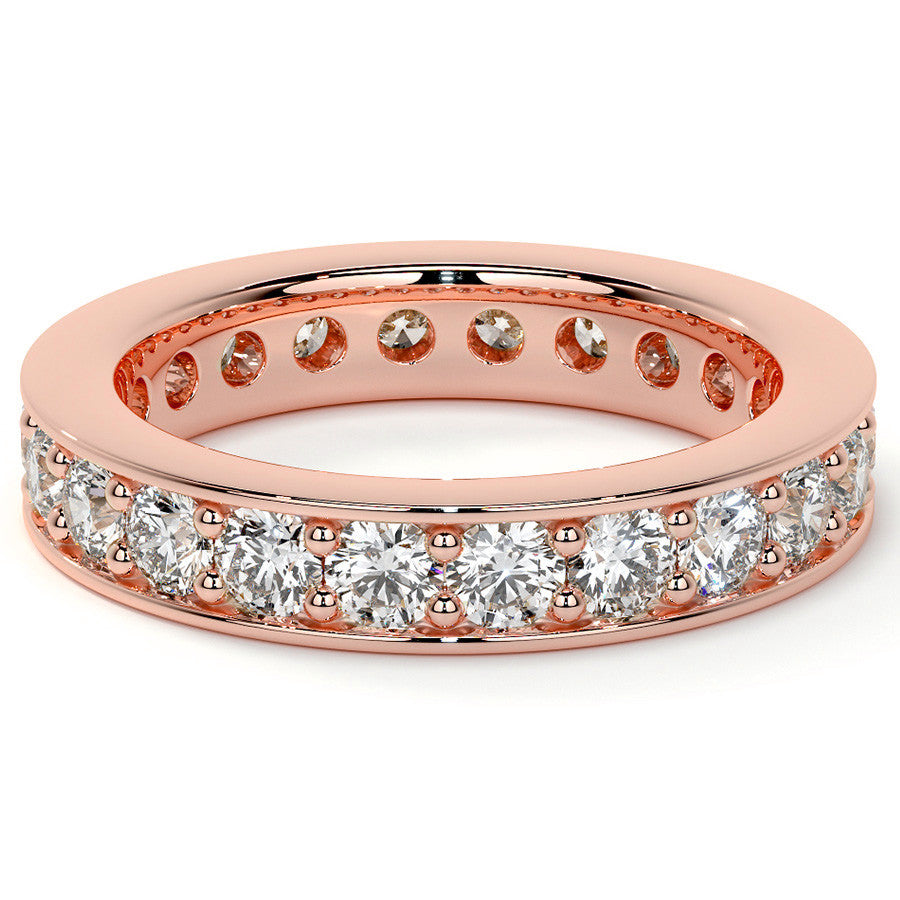 Round Brilliant Channel Bead Setting Moissanite Eternity Ring 1.8ct - 2.1ct