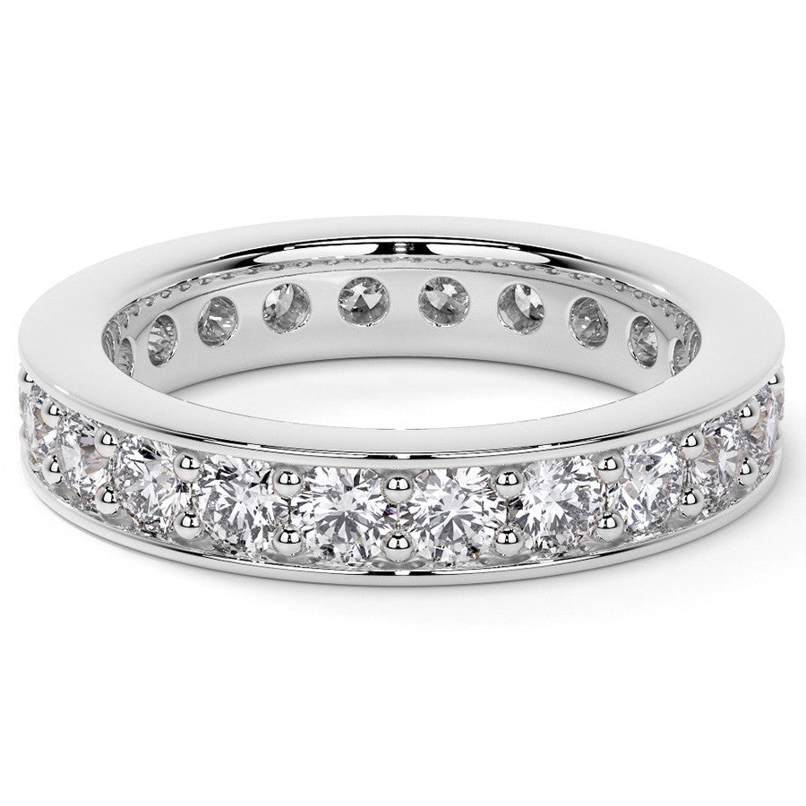 Round Brilliant Channel Bead Setting Moissanite Eternity Ring 1.8ct - 2.1ct