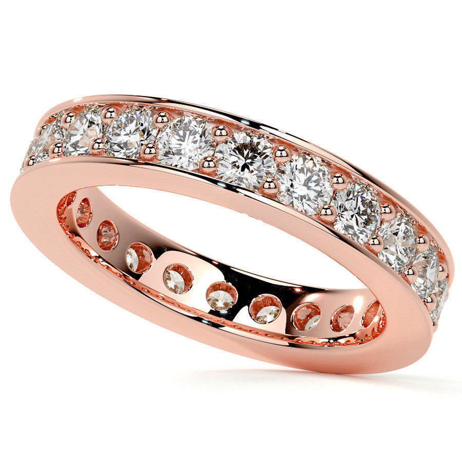 Round Brilliant Channel Bead Setting Moissanite Eternity Ring 1.8ct - 2.1ct