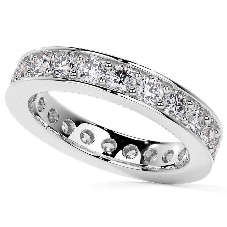 Round Brilliant Channel Bead Setting Moissanite Eternity Ring 1.8ct - 2.1ct