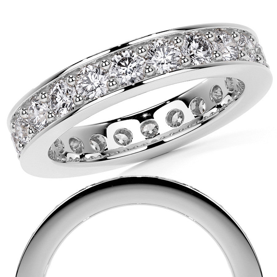 Round Brilliant Channel Bead Setting Moissanite Eternity Ring 1.8ct - 2.1ct