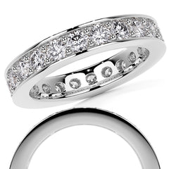 Round Brilliant Channel Bead Setting Moissanite Eternity Ring 1.8ct - 2.1ct