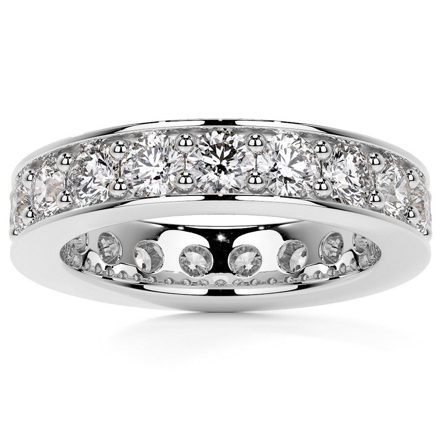 Round Brilliant Channel Bead Setting Moissanite Eternity Ring 2.4ct - 2.7ct
