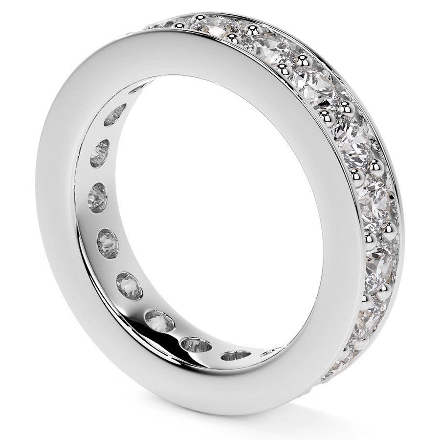 Round Brilliant Channel Bead Setting Moissanite Eternity Ring 2.4ct - 2.7ct