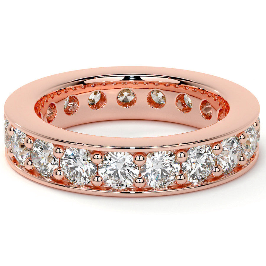 Round Brilliant Channel Bead Setting Moissanite Eternity Ring 2.4ct - 2.7ct