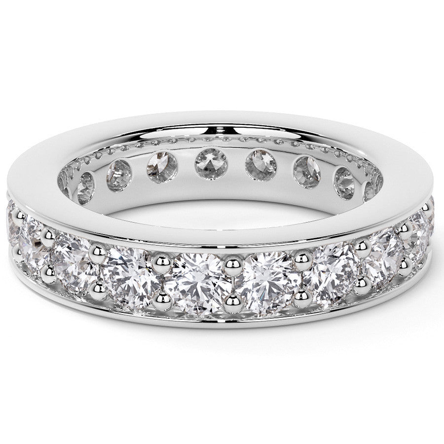 Round Brilliant Channel Bead Setting Moissanite Eternity Ring 2.4ct - 2.7ct