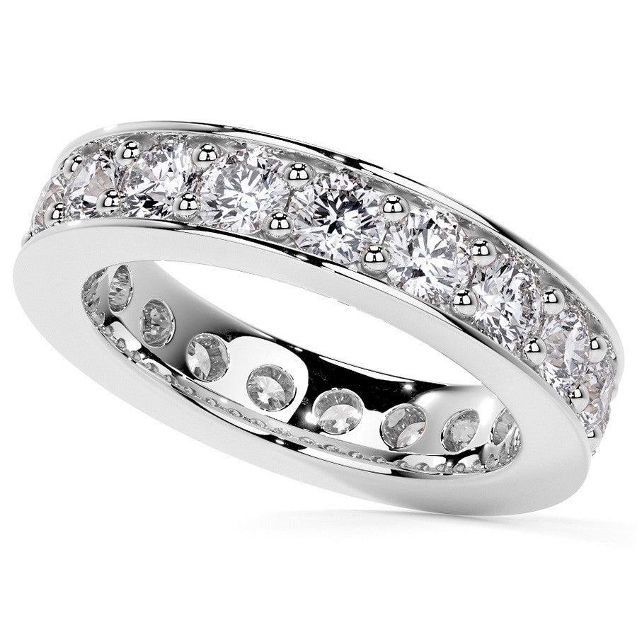 Round Brilliant Channel Bead Setting Moissanite Eternity Ring 2.4ct - 2.7ct