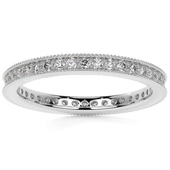 Round Brilliant Channel Bead with Milgrain Moissanite Eternity Ring 0.5ct - 0.6ct