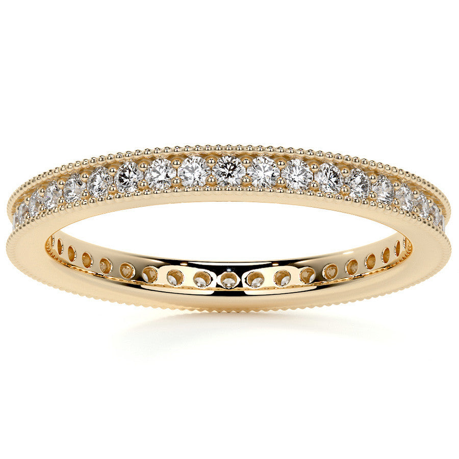 Round Brilliant Channel Bead with Milgrain Moissanite Eternity Ring 0.5ct - 0.6ct