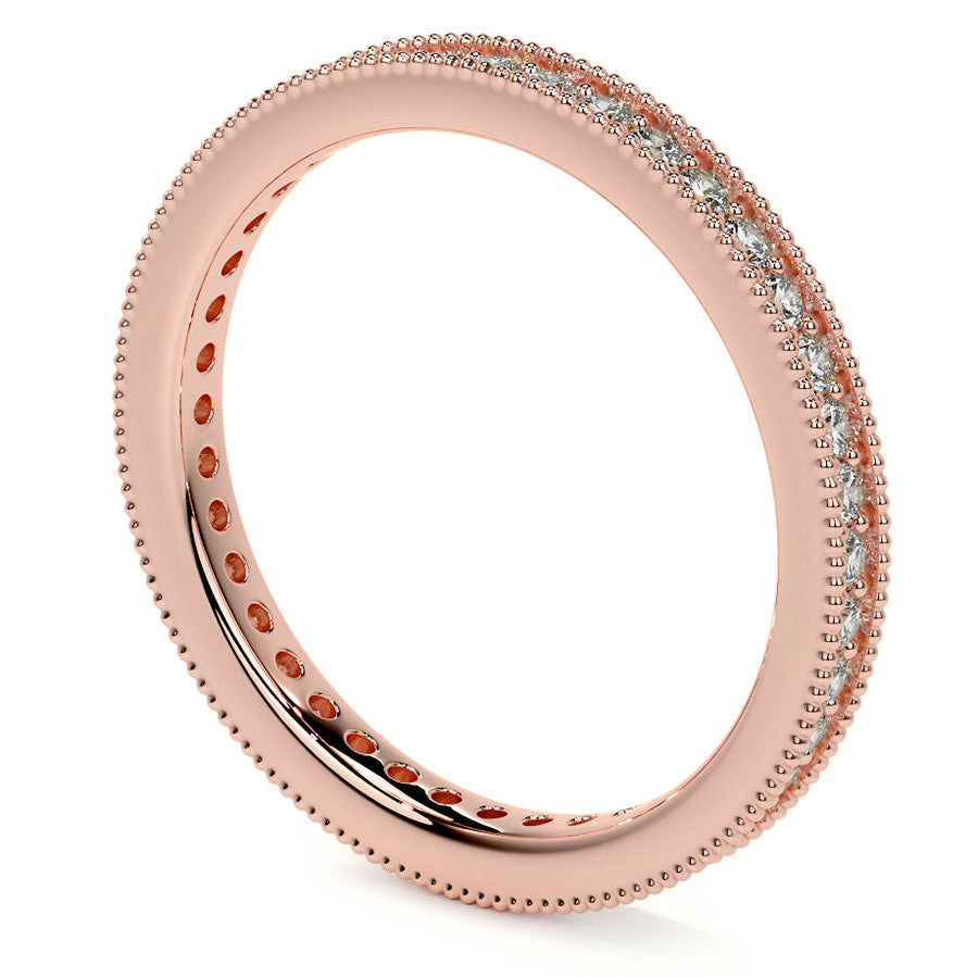 Round Brilliant Channel Bead with Milgrain Moissanite Eternity Ring 0.5ct - 0.6ct