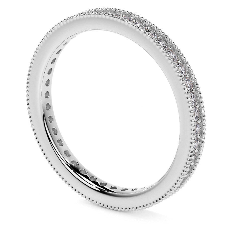 Round Brilliant Channel Bead with Milgrain Moissanite Eternity Ring 0.5ct - 0.6ct