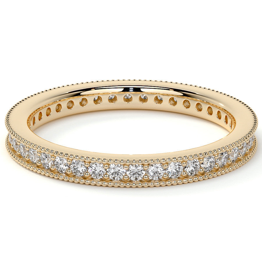 Round Brilliant Channel Bead with Milgrain Moissanite Eternity Ring 0.5ct - 0.6ct