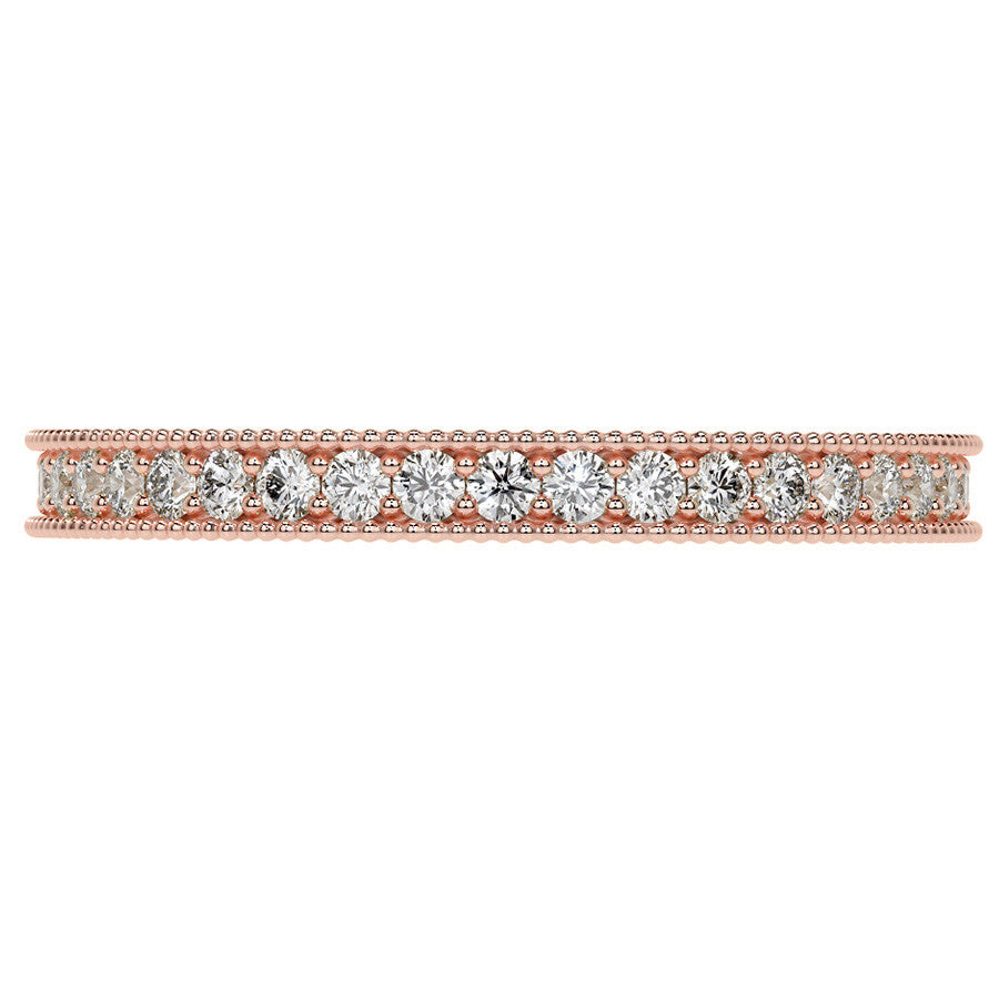 Round Brilliant Channel Bead with Milgrain Moissanite Eternity Ring 0.5ct - 0.6ct