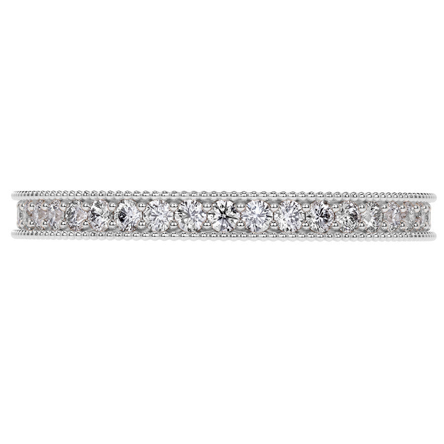 Round Brilliant Channel Bead with Milgrain Moissanite Eternity Ring 0.5ct - 0.6ct