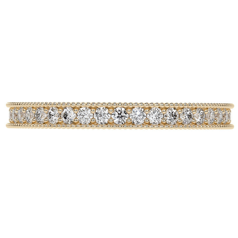 Round Brilliant Channel Bead with Milgrain Moissanite Eternity Ring 0.5ct - 0.6ct
