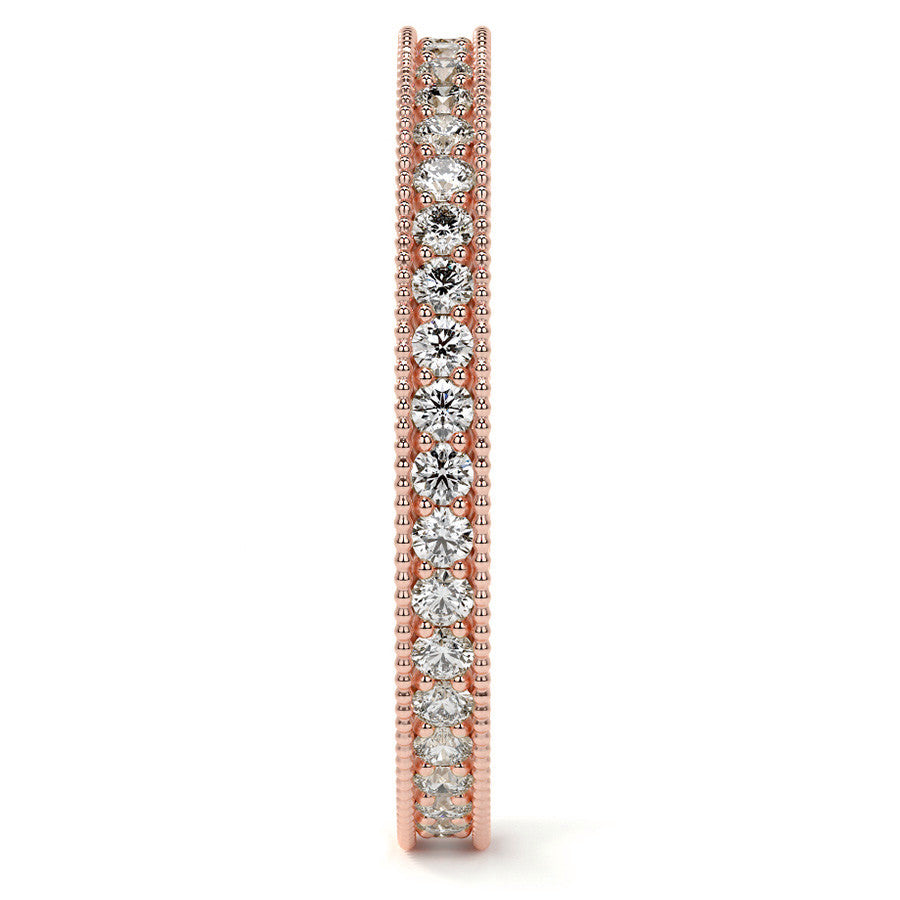 Round Brilliant Channel Bead with Milgrain Moissanite Eternity Ring 0.5ct - 0.6ct