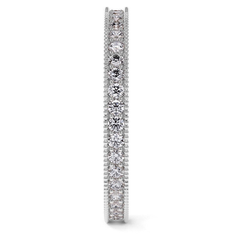 Round Brilliant Channel Bead with Milgrain Moissanite Eternity Ring 0.5ct - 0.6ct