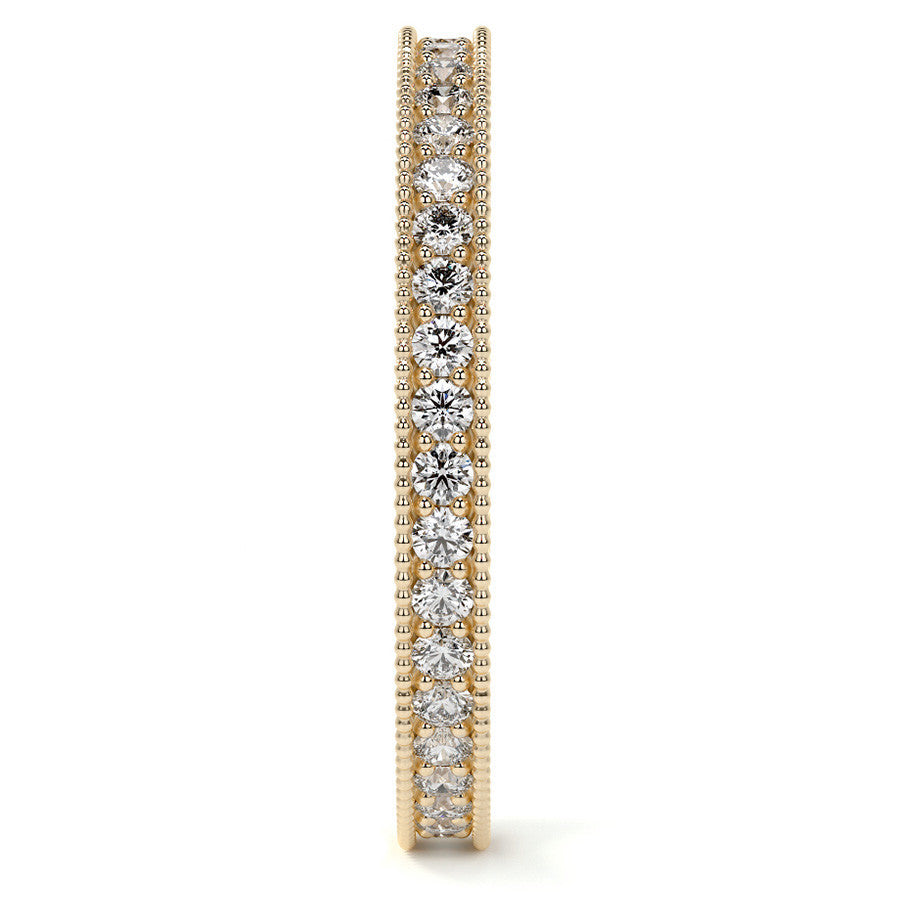 Round Brilliant Channel Bead with Milgrain Moissanite Eternity Ring 0.5ct - 0.6ct