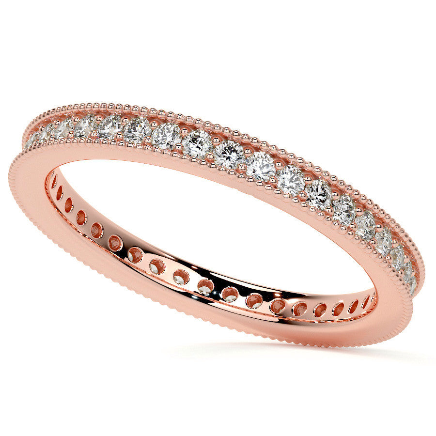 Round Brilliant Channel Bead with Milgrain Moissanite Eternity Ring 0.5ct - 0.6ct