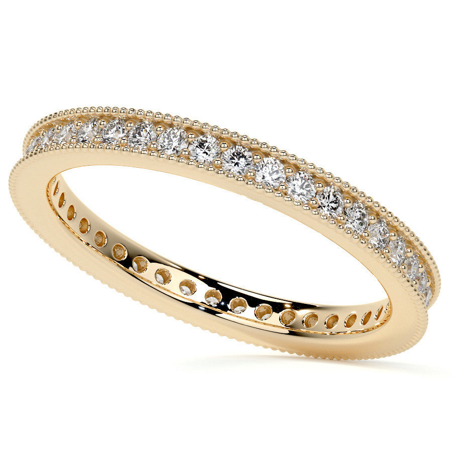 Round Brilliant Channel Bead with Milgrain Moissanite Eternity Ring 0.5ct - 0.6ct