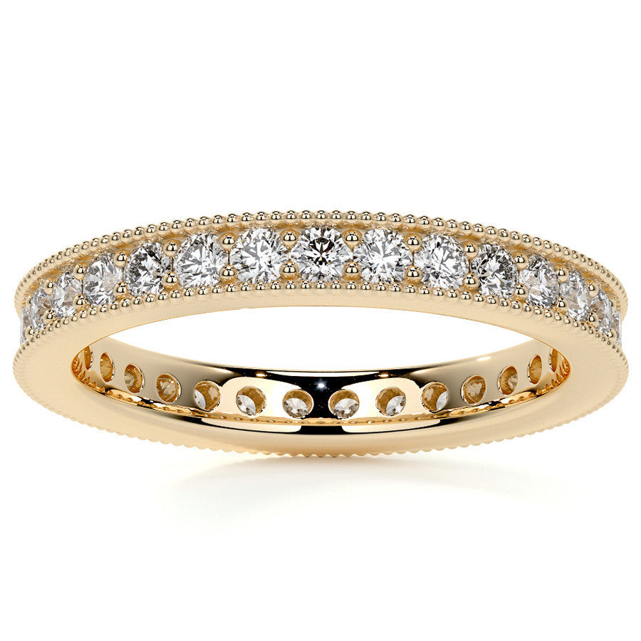 Round Brilliant Channel Bead with Milgrain Moissanite Eternity Ring 0.7ct - 0.9ct