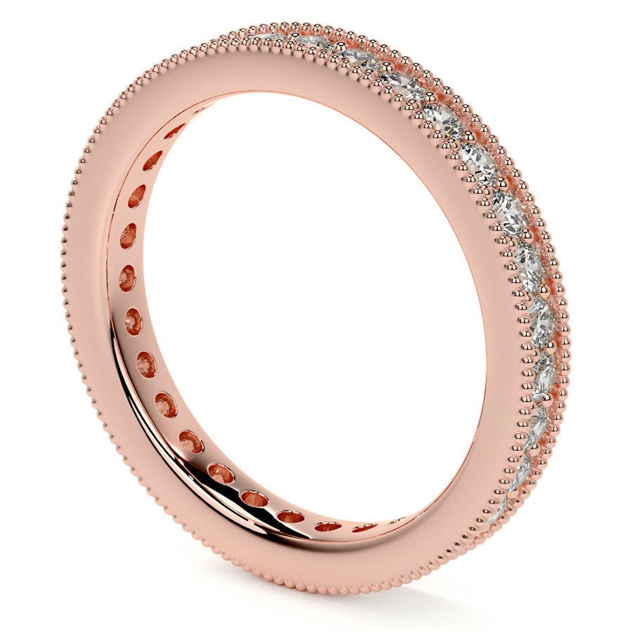 Round Brilliant Channel Bead with Milgrain Moissanite Eternity Ring 0.7ct - 0.9ct