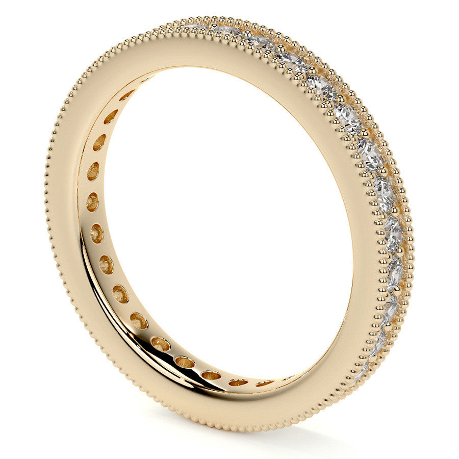 Round Brilliant Channel Bead with Milgrain Moissanite Eternity Ring 0.7ct - 0.9ct
