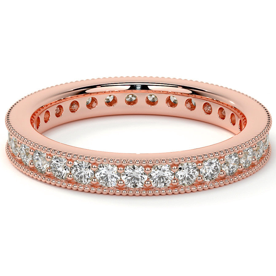 Round Brilliant Channel Bead with Milgrain Moissanite Eternity Ring 0.7ct - 0.9ct