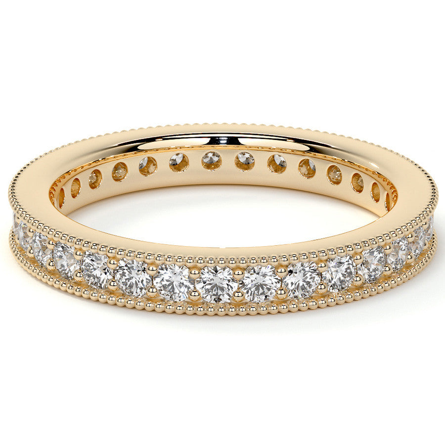 Round Brilliant Channel Bead with Milgrain Moissanite Eternity Ring 0.7ct - 0.9ct