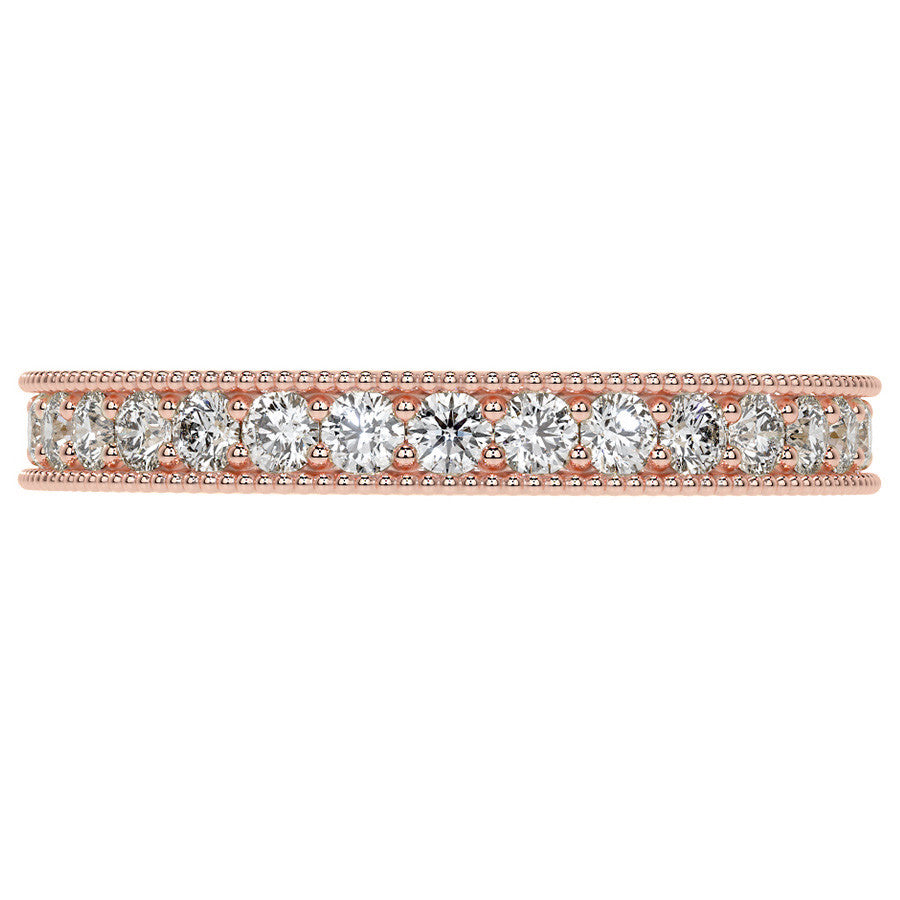 Round Brilliant Channel Bead with Milgrain Moissanite Eternity Ring 0.7ct - 0.9ct