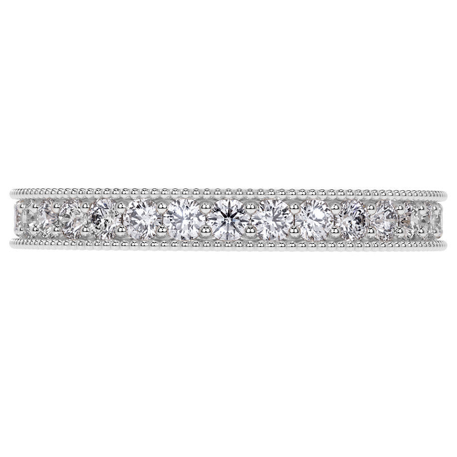 Round Brilliant Channel Bead with Milgrain Moissanite Eternity Ring 0.7ct - 0.9ct