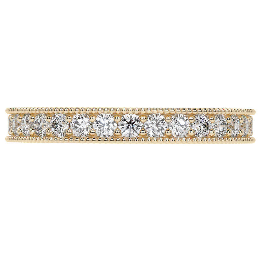 Round Brilliant Channel Bead with Milgrain Moissanite Eternity Ring 0.7ct - 0.9ct