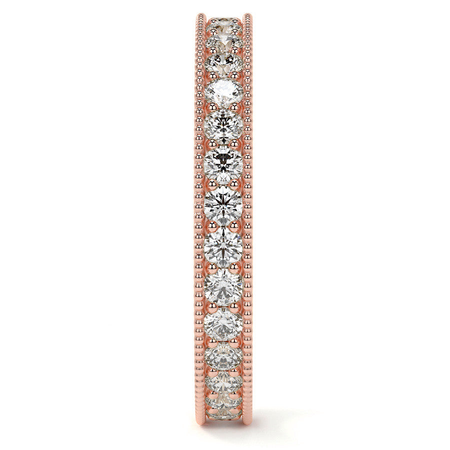 Round Brilliant Channel Bead with Milgrain Moissanite Eternity Ring 0.7ct - 0.9ct