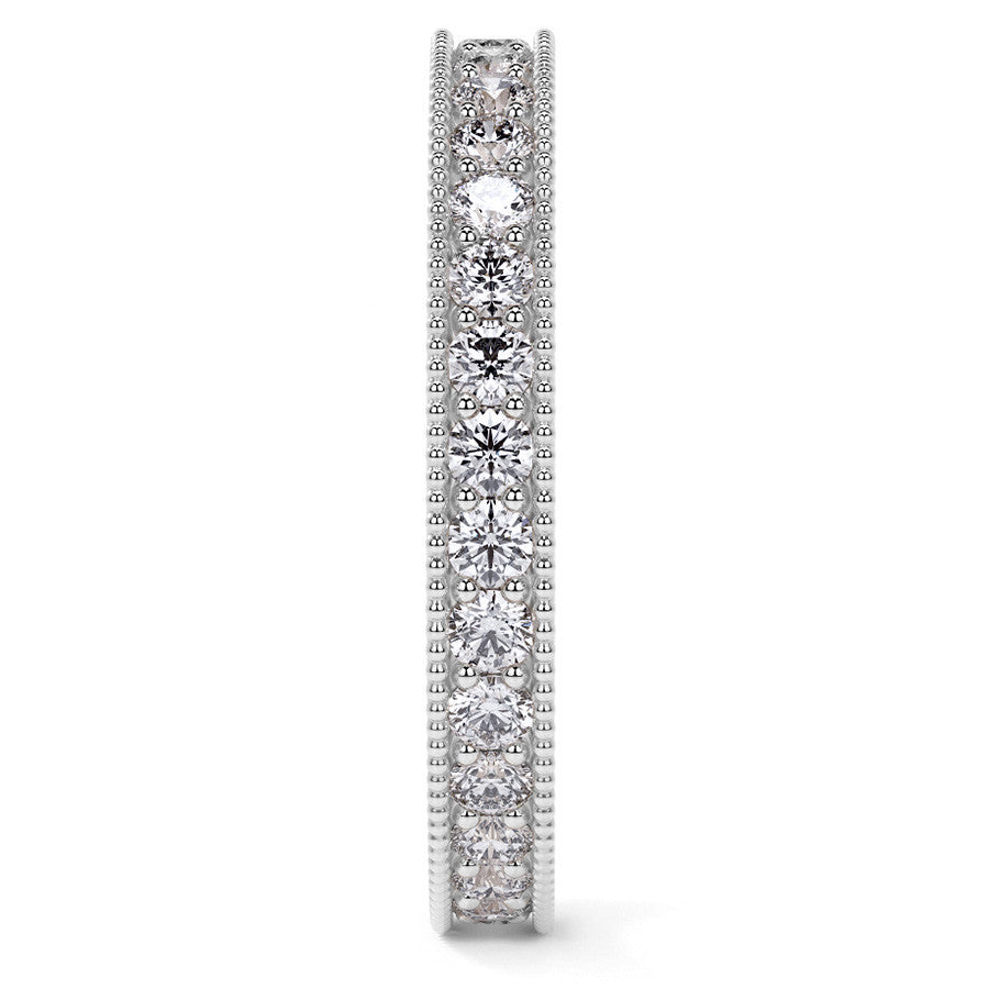 Round Brilliant Channel Bead with Milgrain Moissanite Eternity Ring 0.7ct - 0.9ct