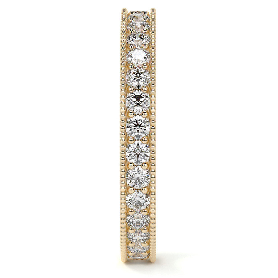 Round Brilliant Channel Bead with Milgrain Moissanite Eternity Ring 0.7ct - 0.9ct