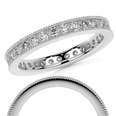 Round Brilliant Channel Bead with Milgrain Moissanite Eternity Ring 0.7ct - 0.9ct